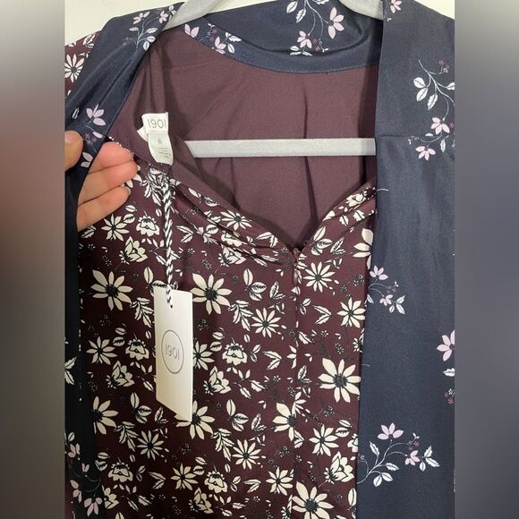 NWT 1901 ColorBlock Floral Mock Neck Mini Dress - Picture 7 of 8